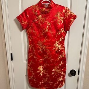 Red and Gold Cheongsam Dress
